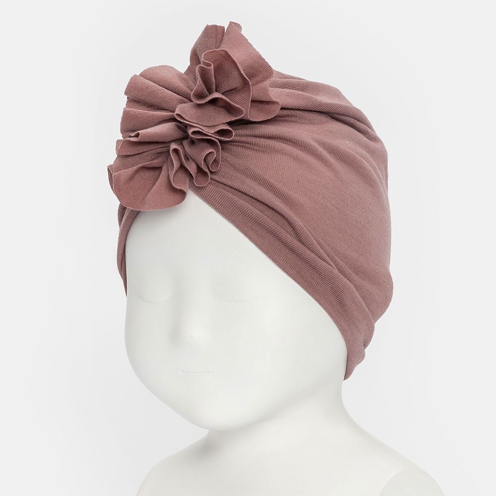 Turban med rysj Baby Mørkrosa -  Siena