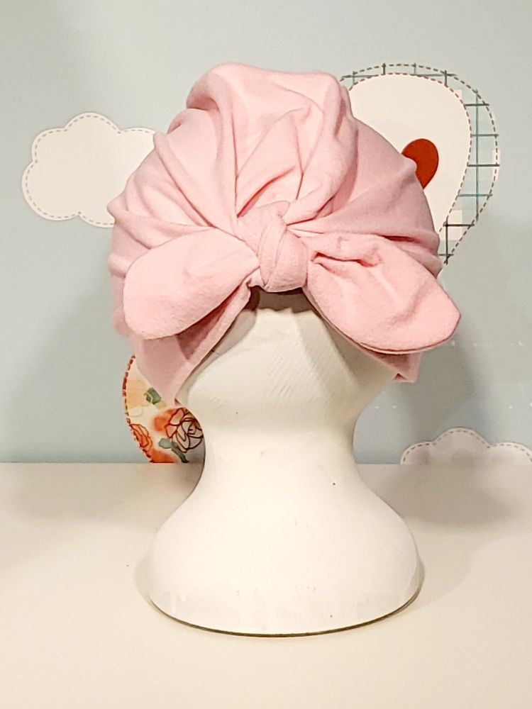 Turban med sløyfe Baby Lysrosa-  Siena 